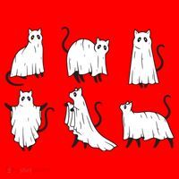 Halloween Cute Cat Boo Halloween Cat Ghost Santa Hat thumb 1