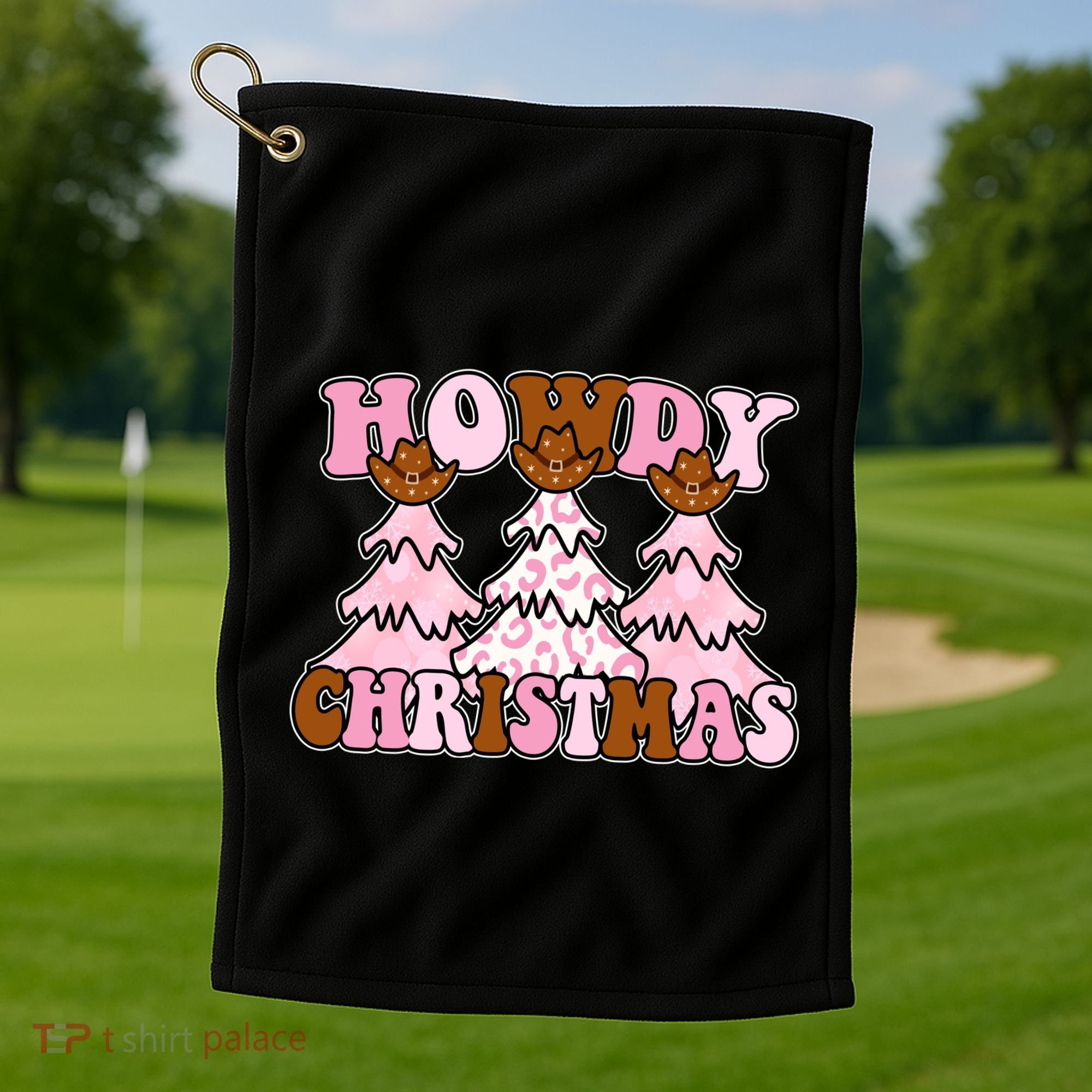 Howdy Christmas Cute Holiday Golf Towel