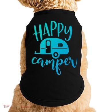 Happy Camper Camping Trailer Funny Camp Design Him And Her Cute Gift Doggie Tank
