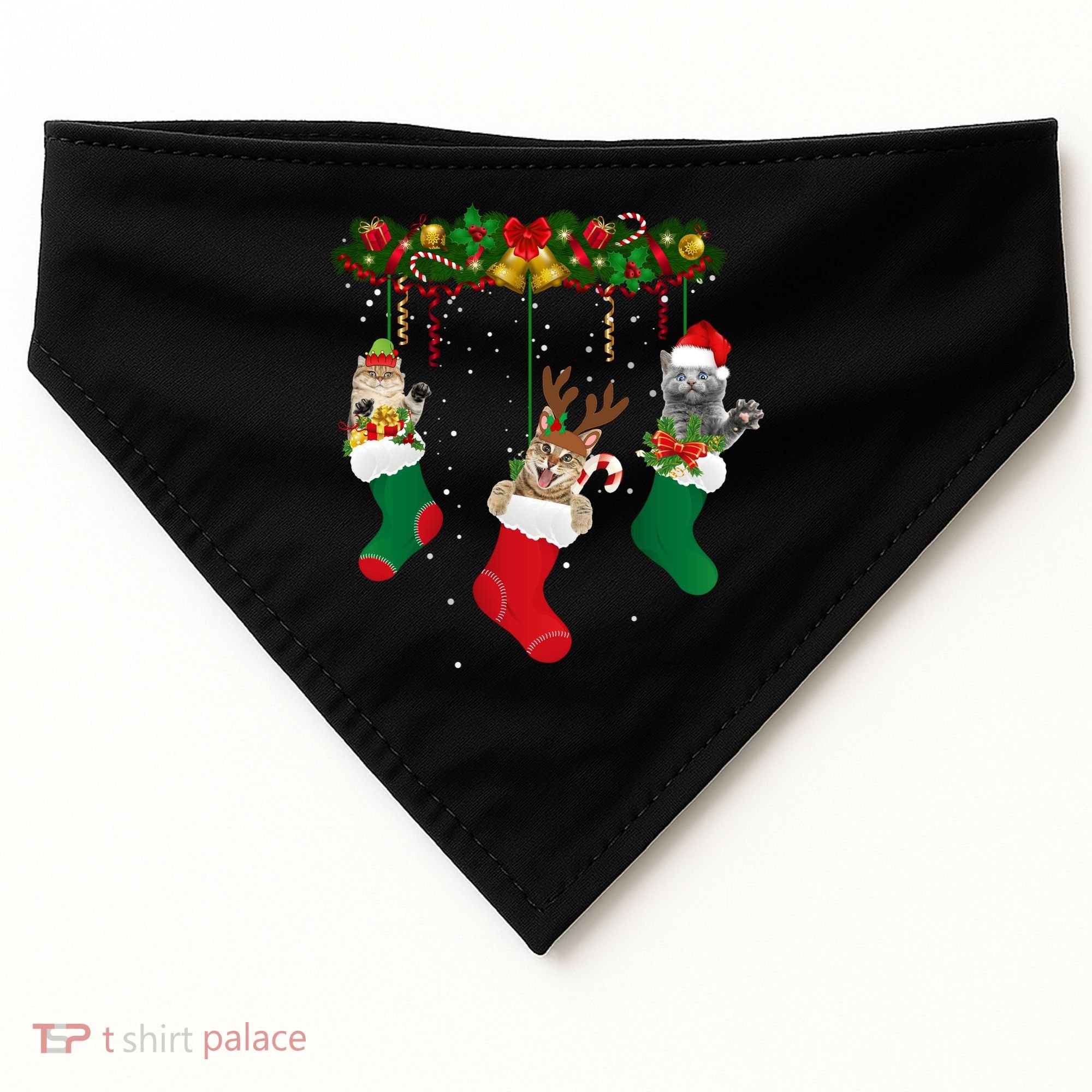 Hanging Cats Christmas Stockings USA-Made Doggie Bandana
