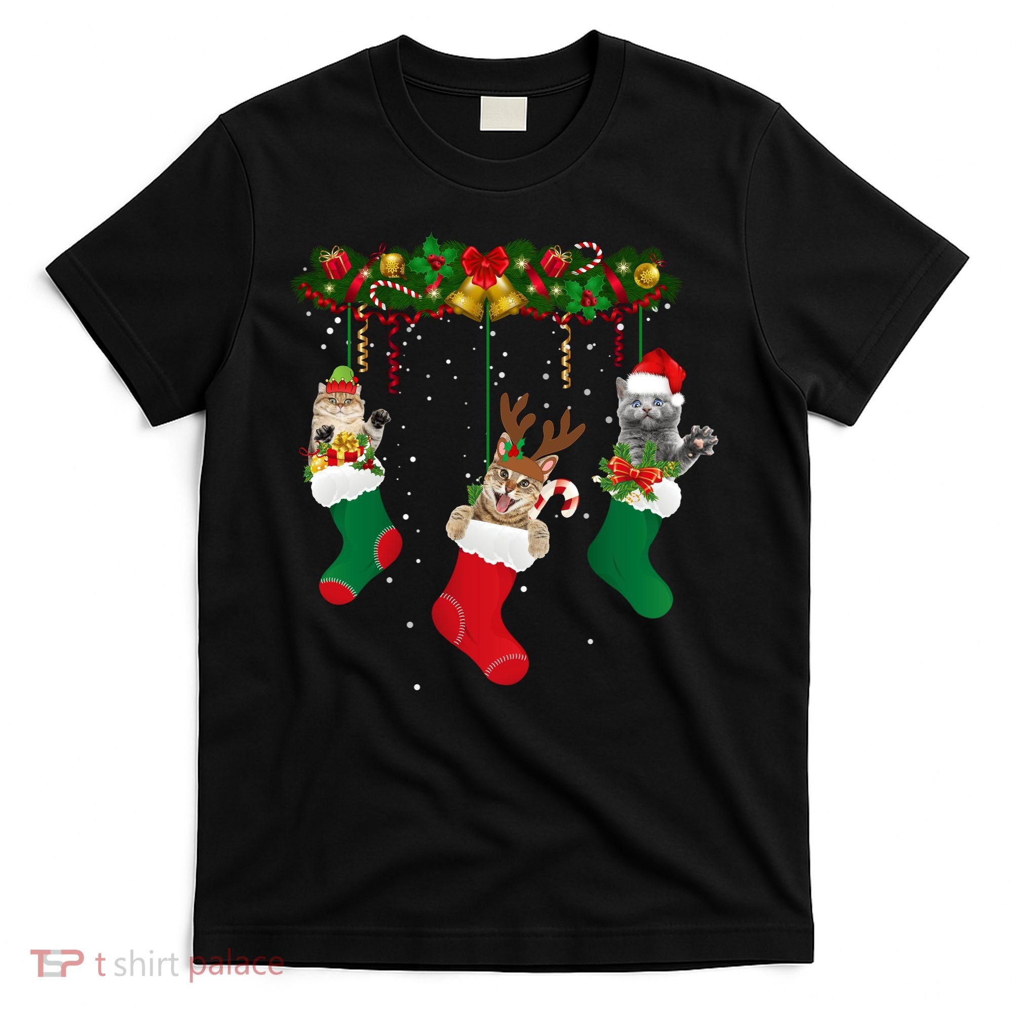 Hanging Cats Christmas Stockings T-Shirt