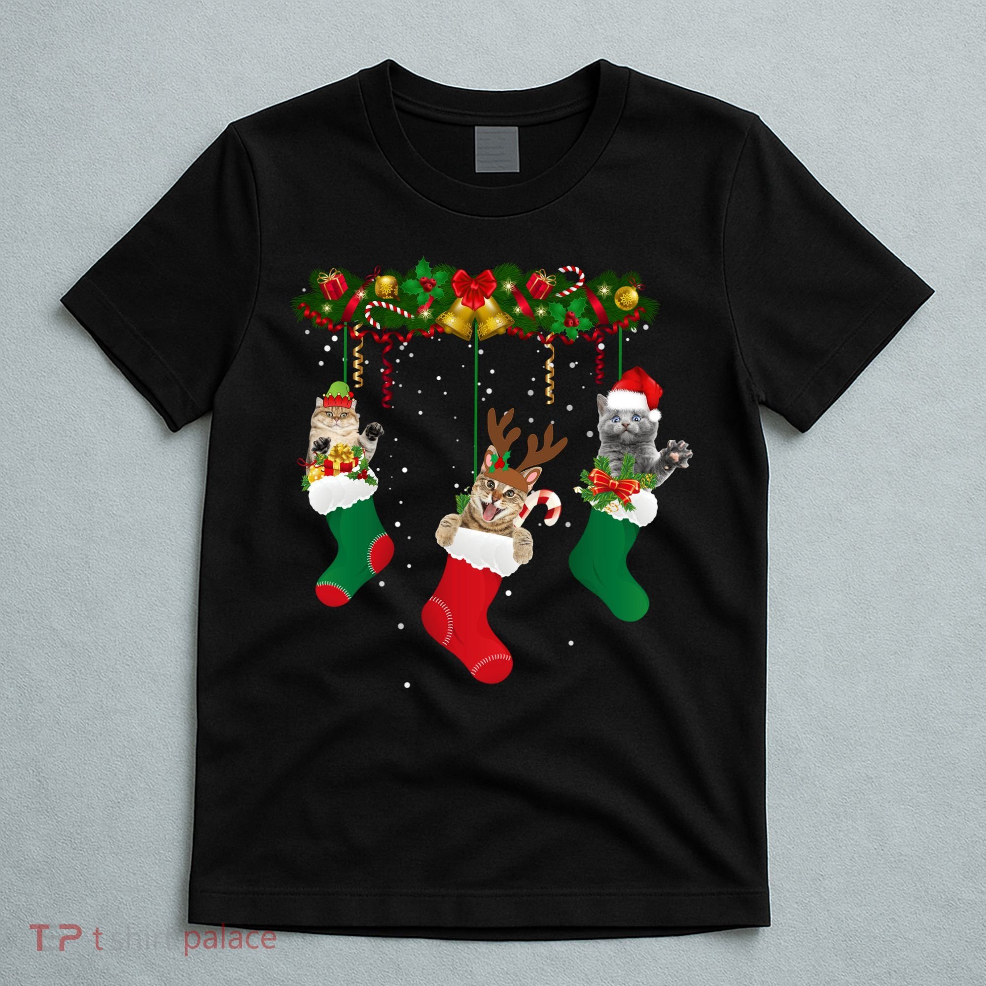 Hanging Cats Christmas Stockings T-Shirt