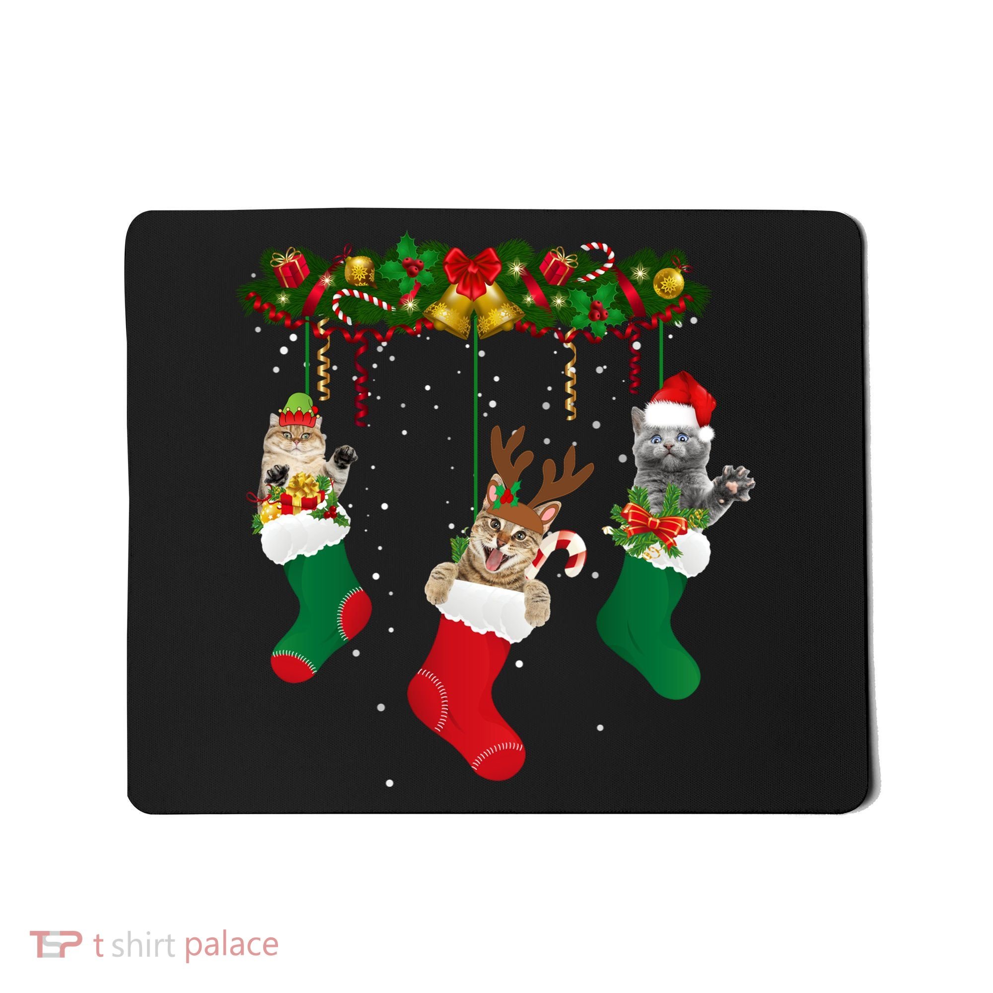 Hanging Cats Christmas Stockings Mousepad