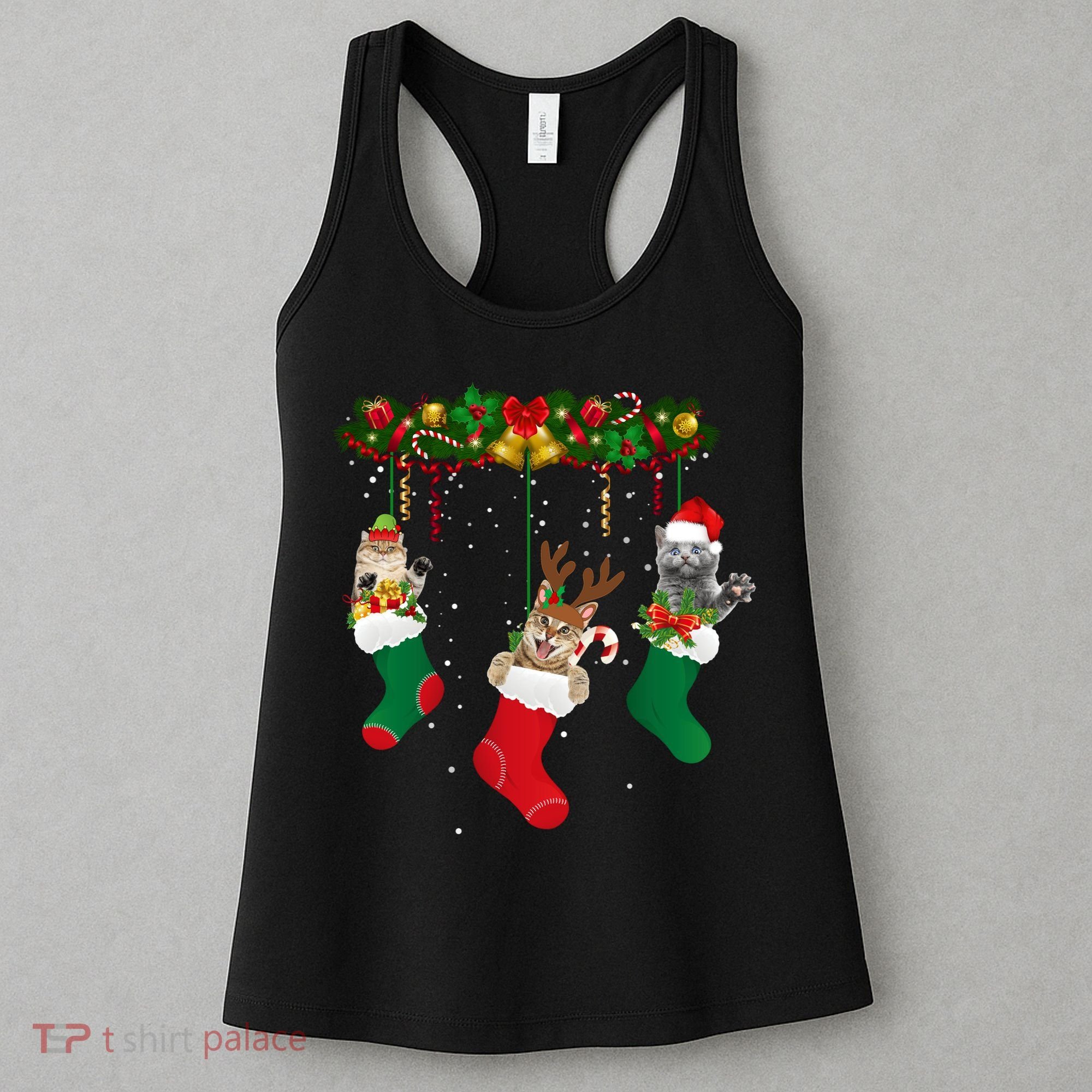 Hanging Cats Christmas Stockings Women's Tank Top