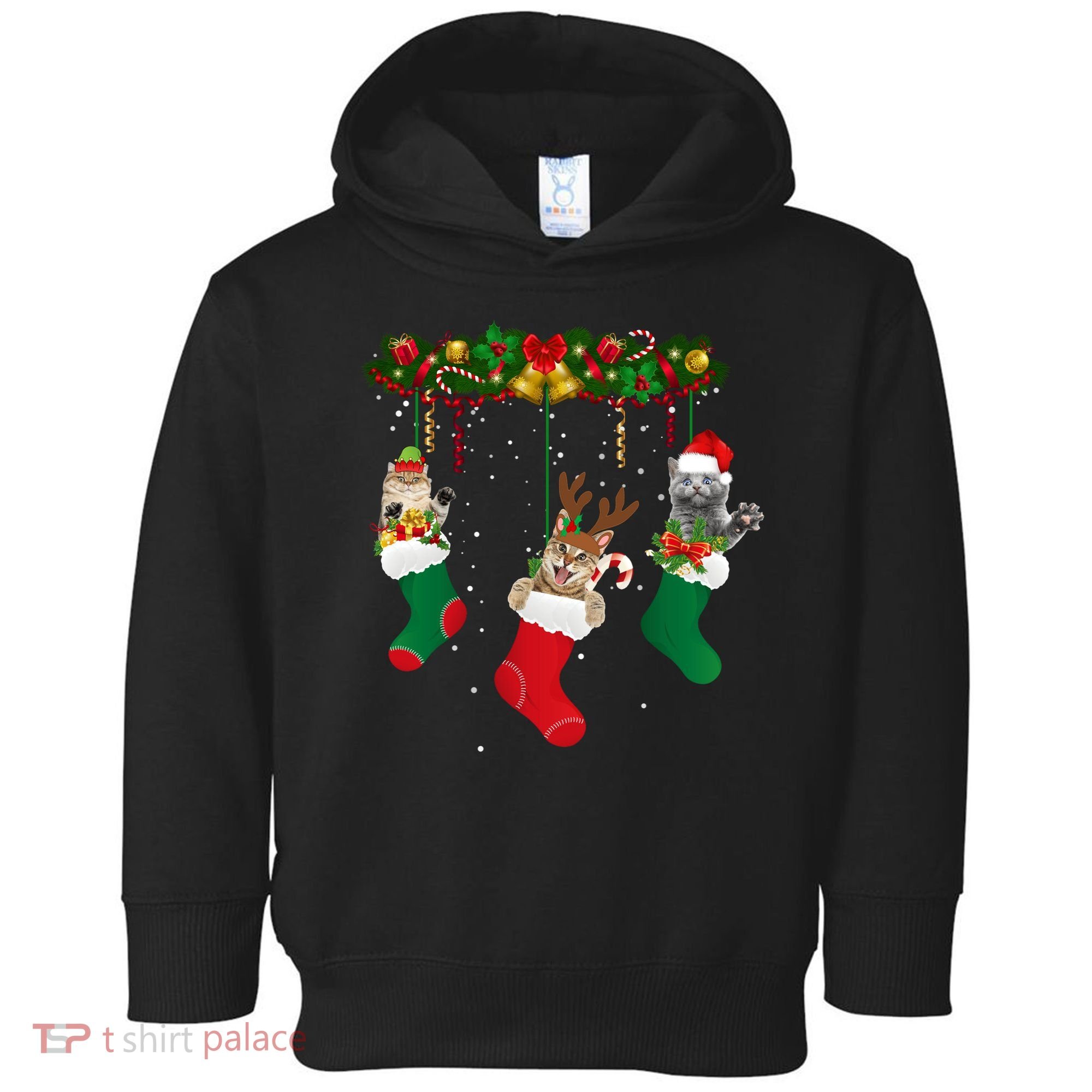 Hanging Cats Christmas Stockings Toddler Hoodie