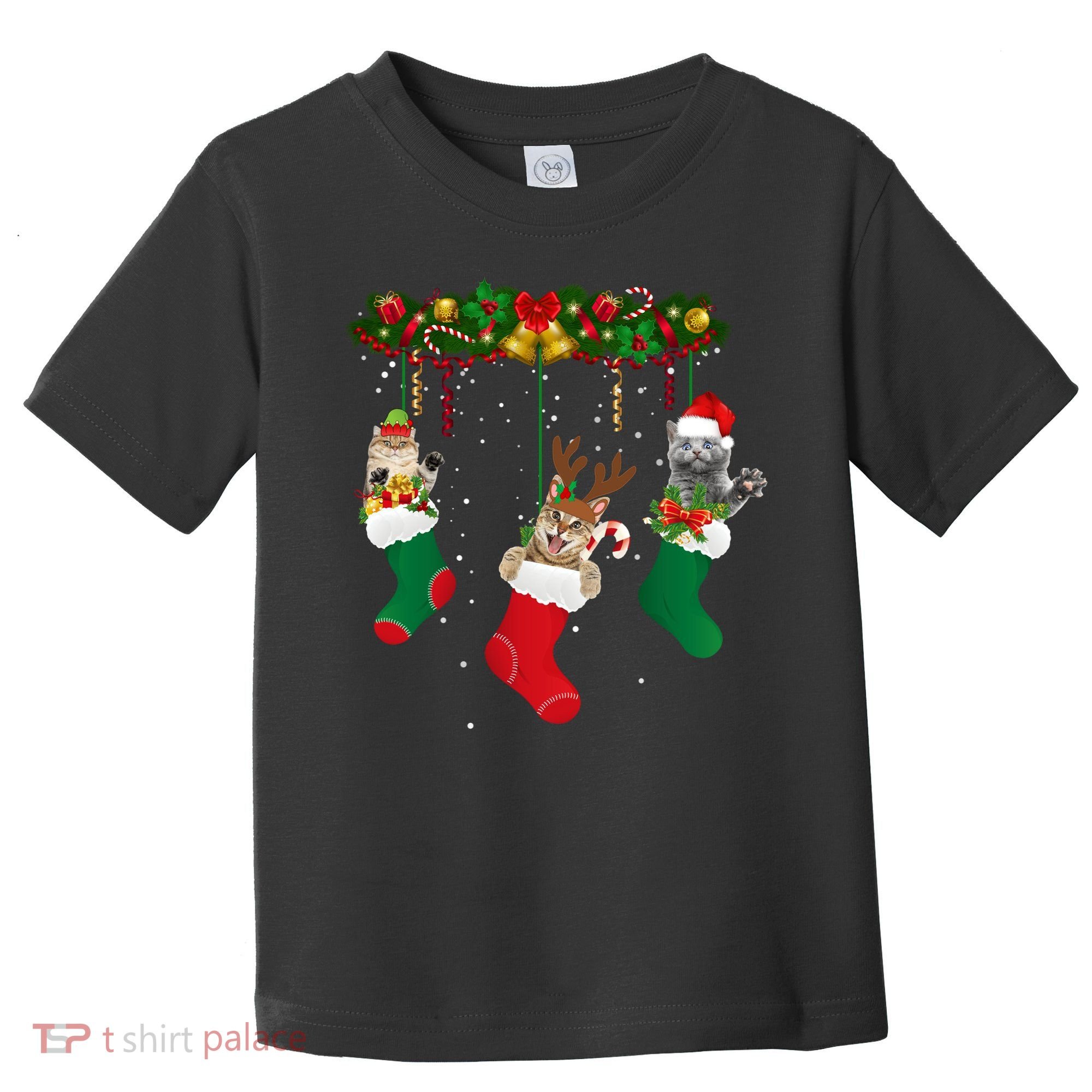 Hanging Cats Christmas Stockings Toddler T-Shirt
