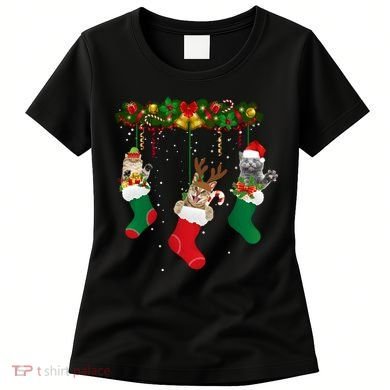 Hanging Cats Christmas Stockings Women's T-Shirt
