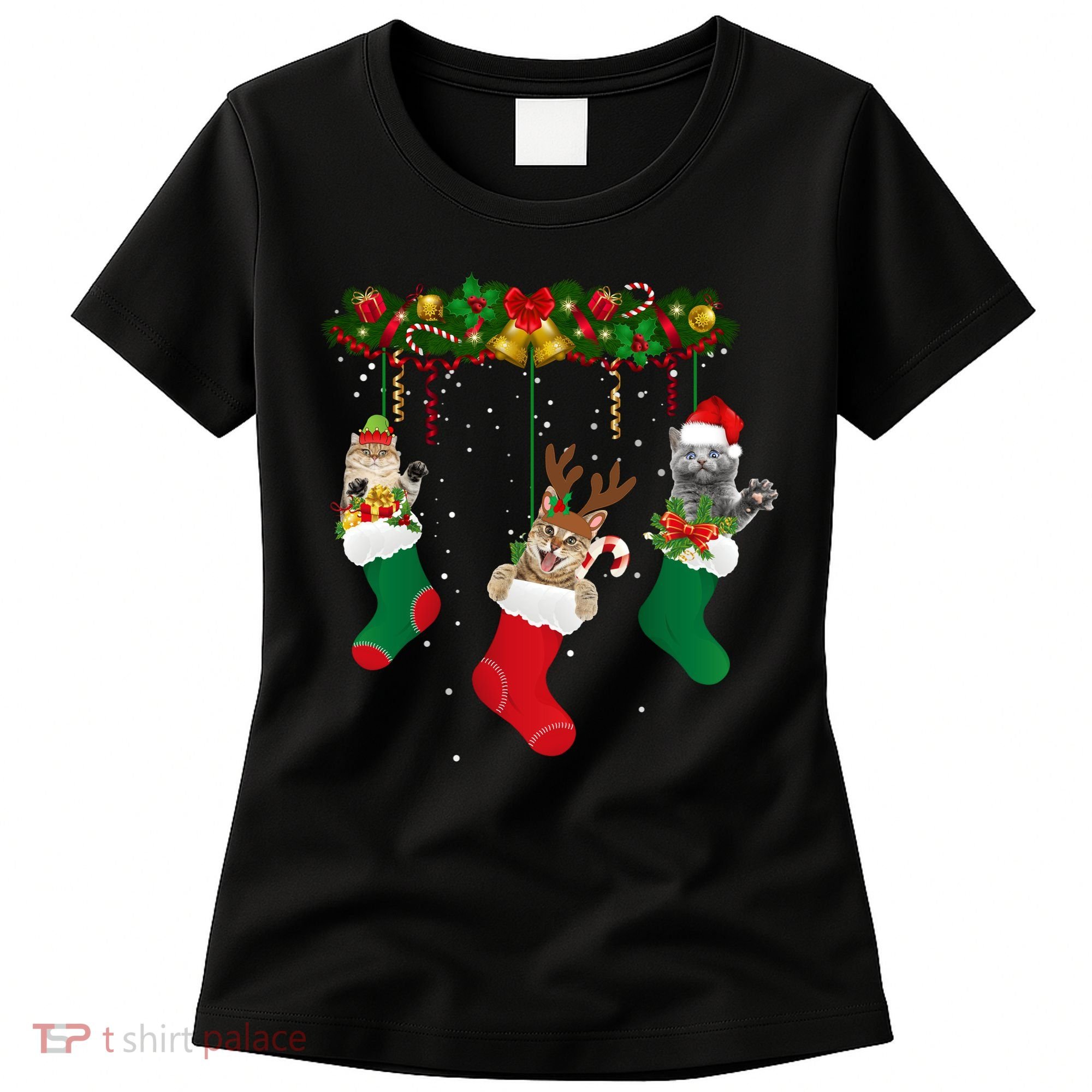 Hanging Cats Christmas Stockings Women's T-Shirt