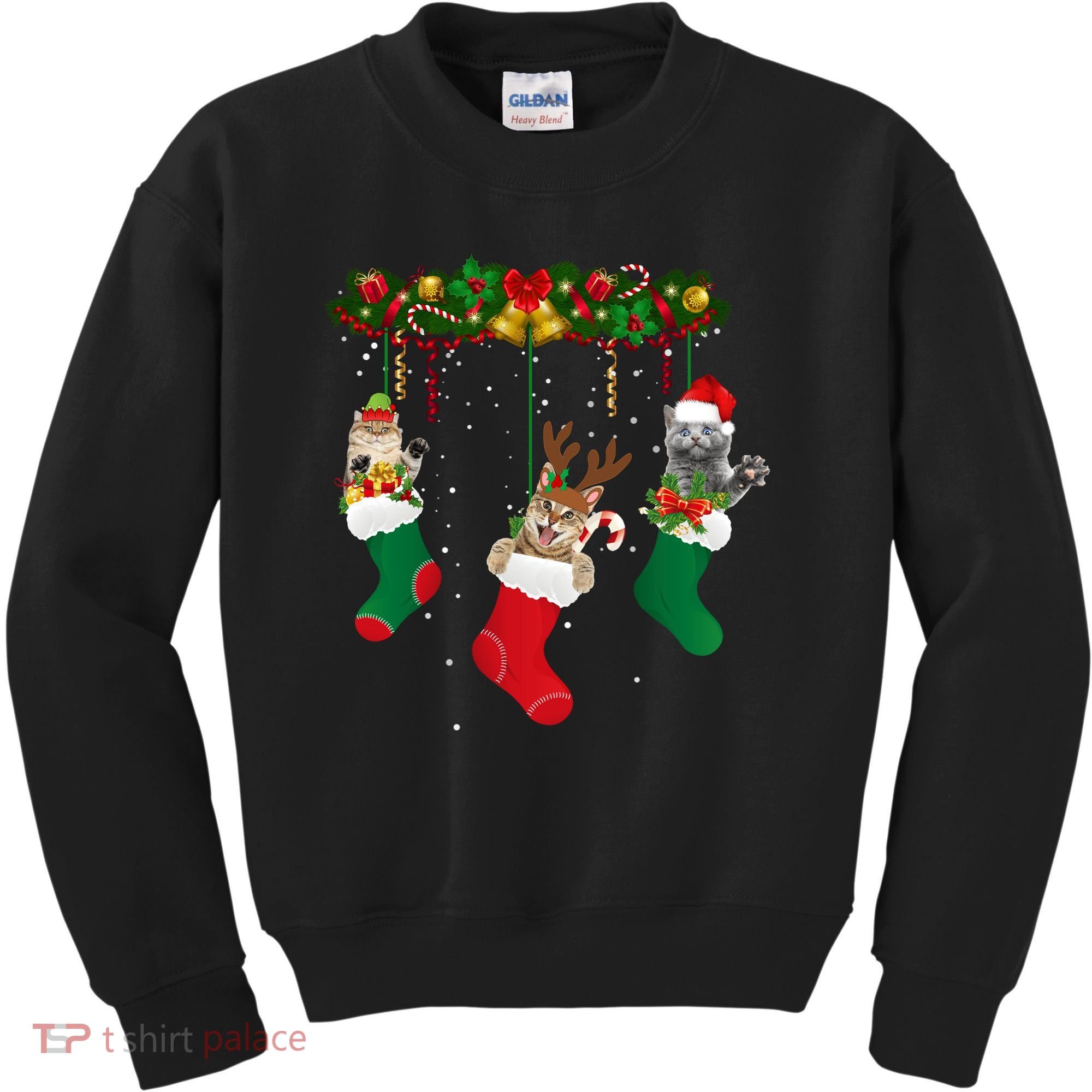 Hanging Cats Christmas Stockings Kids Sweatshirt