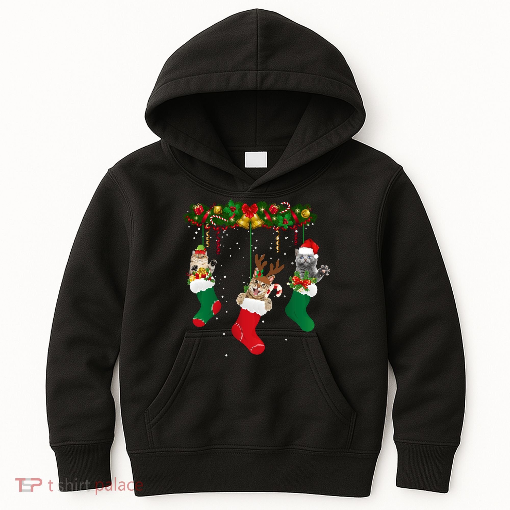 Hanging Cats Christmas Stockings Kids Hoodie