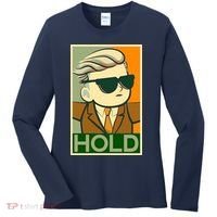 Hold Crypto Currency Cartoon Women's Long Sleeve Shirt thumb 0