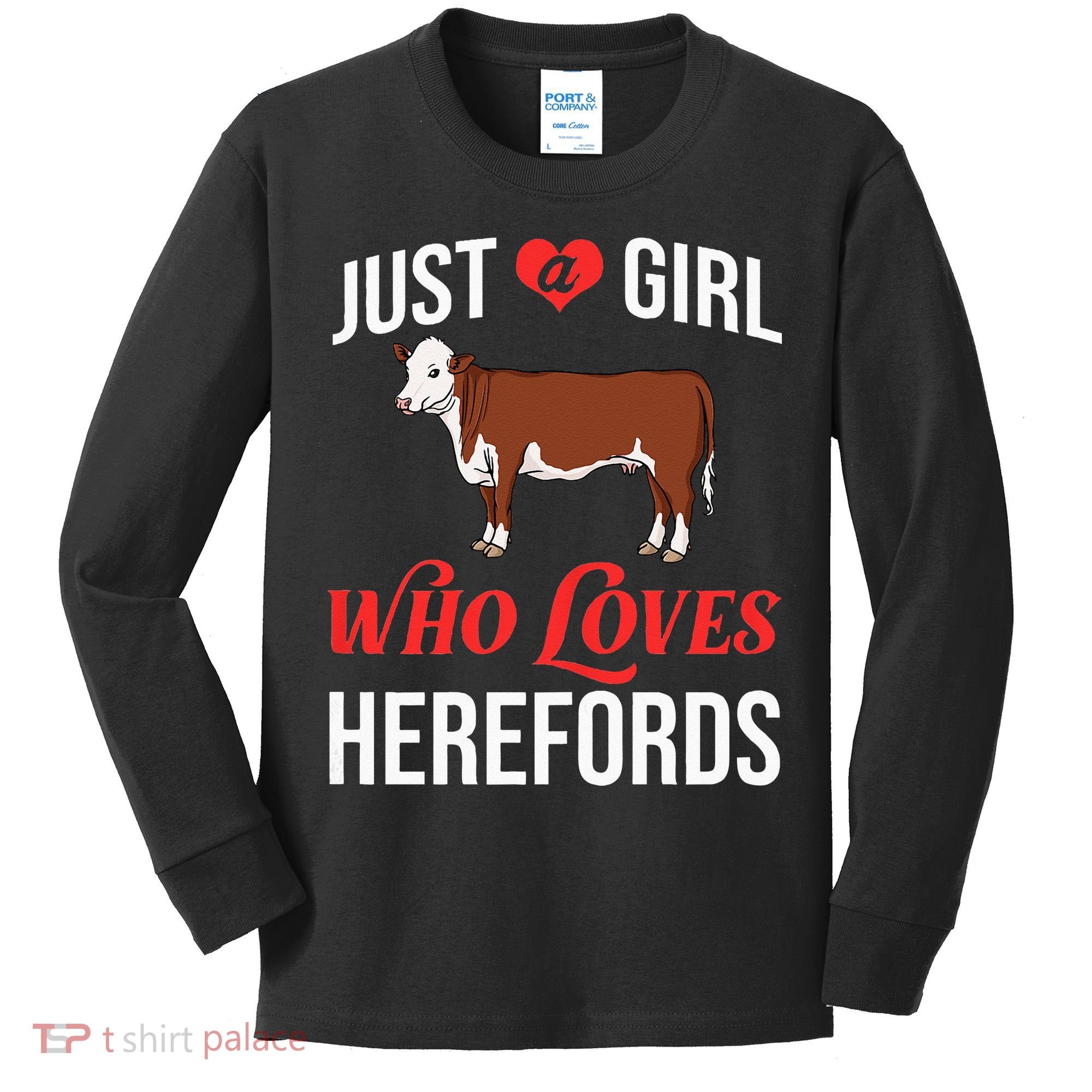 Hereford Cattle Cow Bull Beef Farm Kids Long Sleeve Shirt