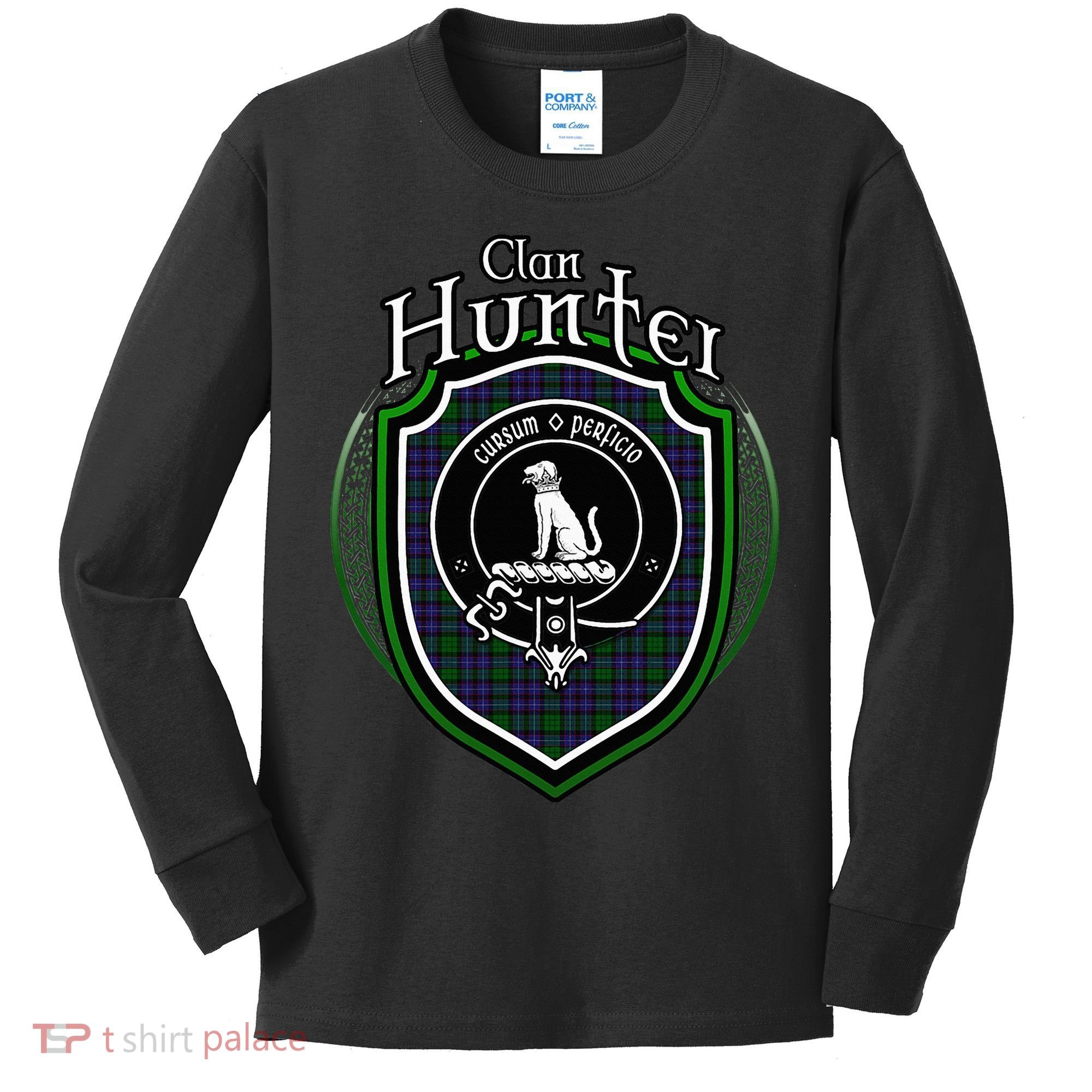 Hunter Clan Crest Scottish Clan Hunter Family Crest Badge Kids Long Sleeve Shirt