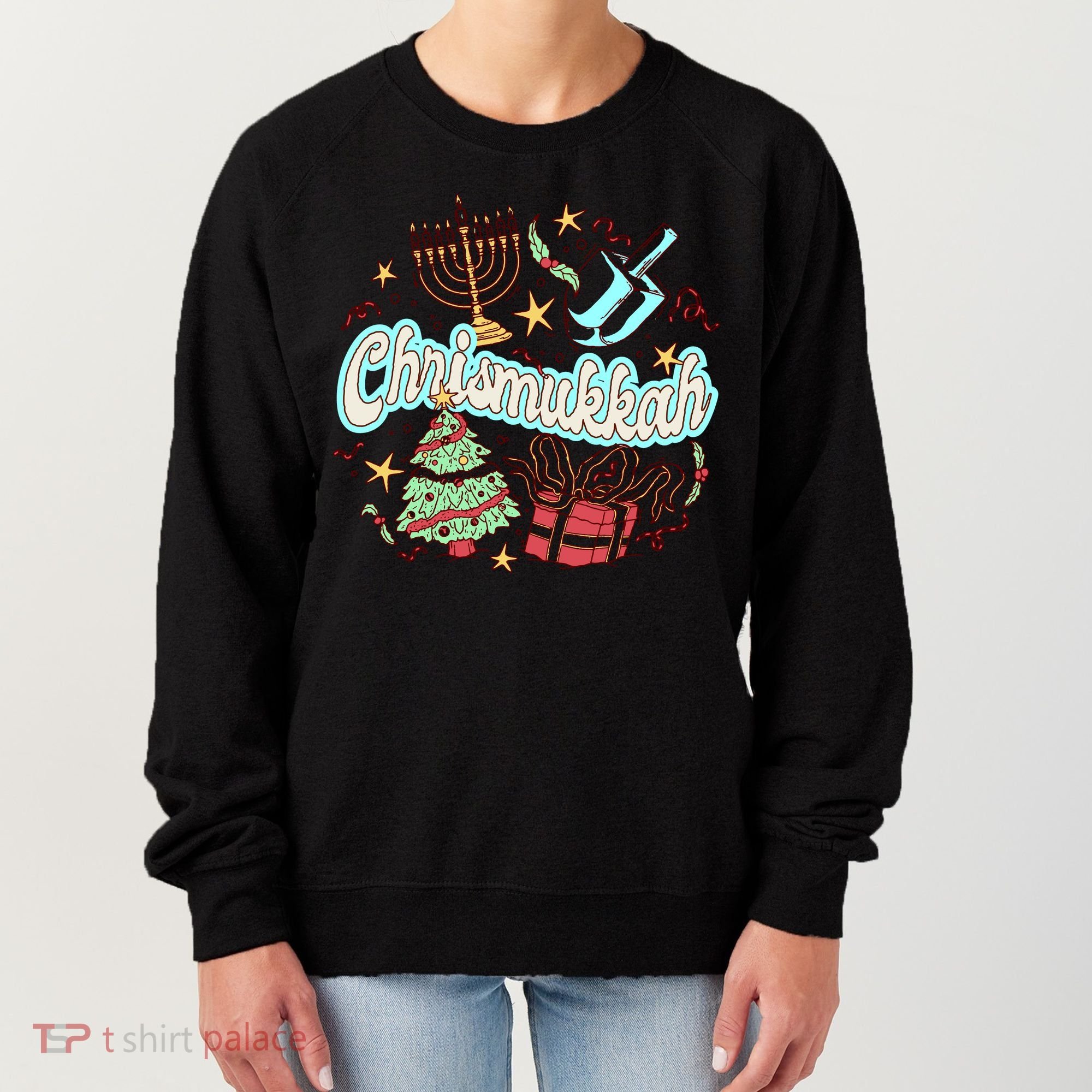 Hanukkah & Christmas Chrismukkah Funny Tree Presents Women's Sweatshirt