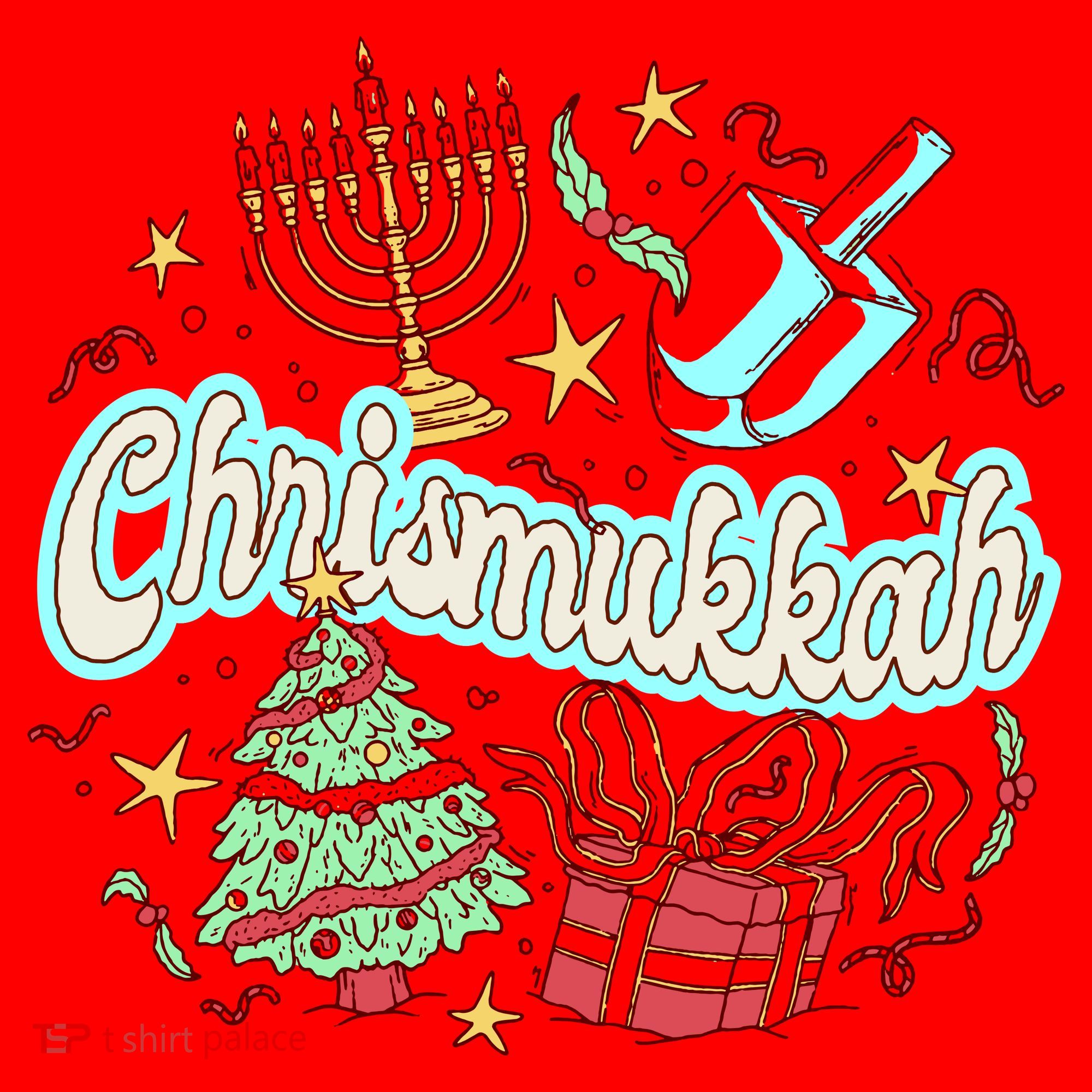 Hanukkah & Christmas Chrismukkah Funny Tree Presents Santa Hat