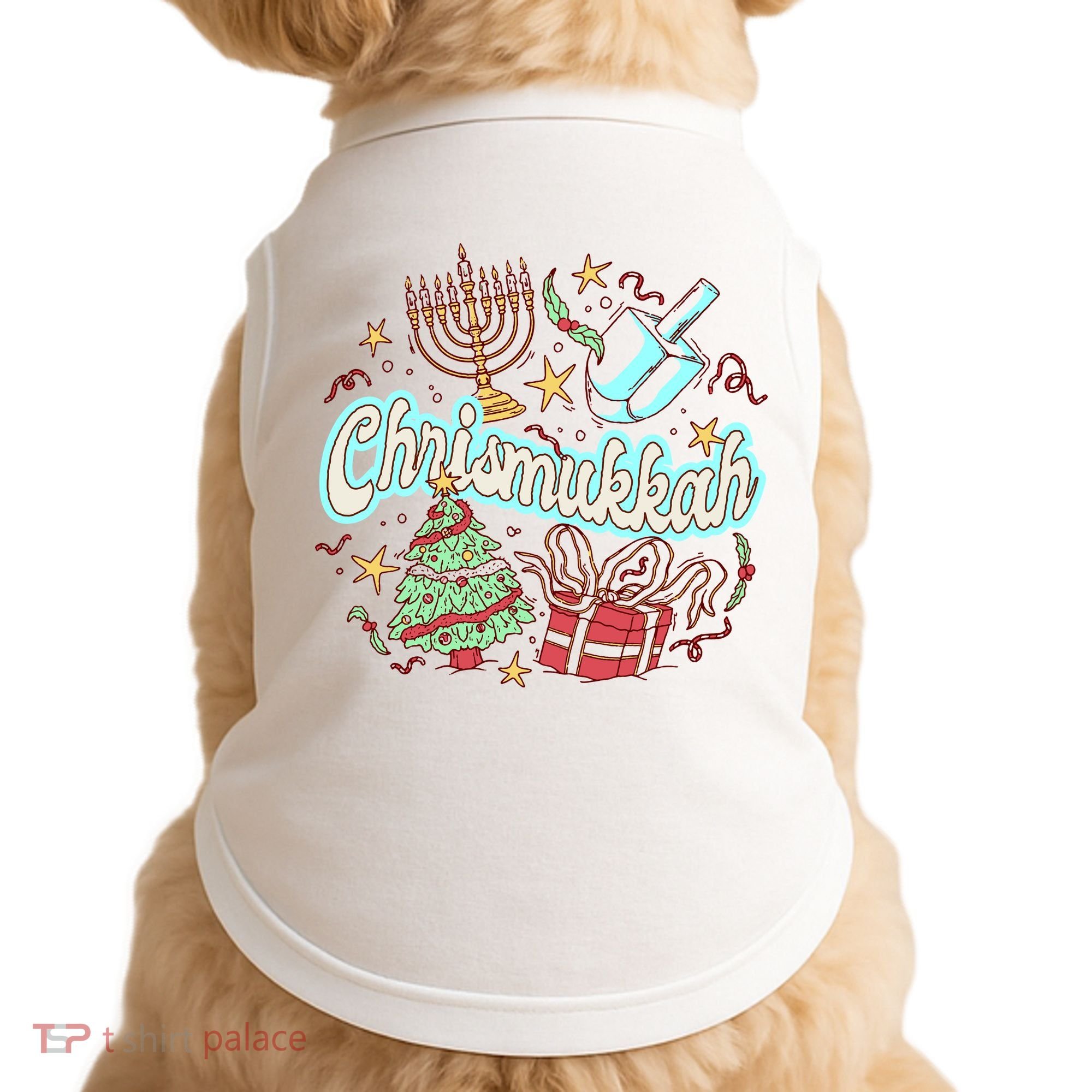 Hanukkah & Christmas Chrismukkah Funny Tree Presents Doggie Tank