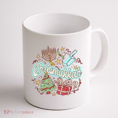 Hanukkah & Christmas Chrismukkah Funny Tree Presents Coffee Mug back
