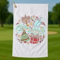 Hanukkah & Christmas Chrismukkah Funny Tree Presents Golf Towel thumb 1