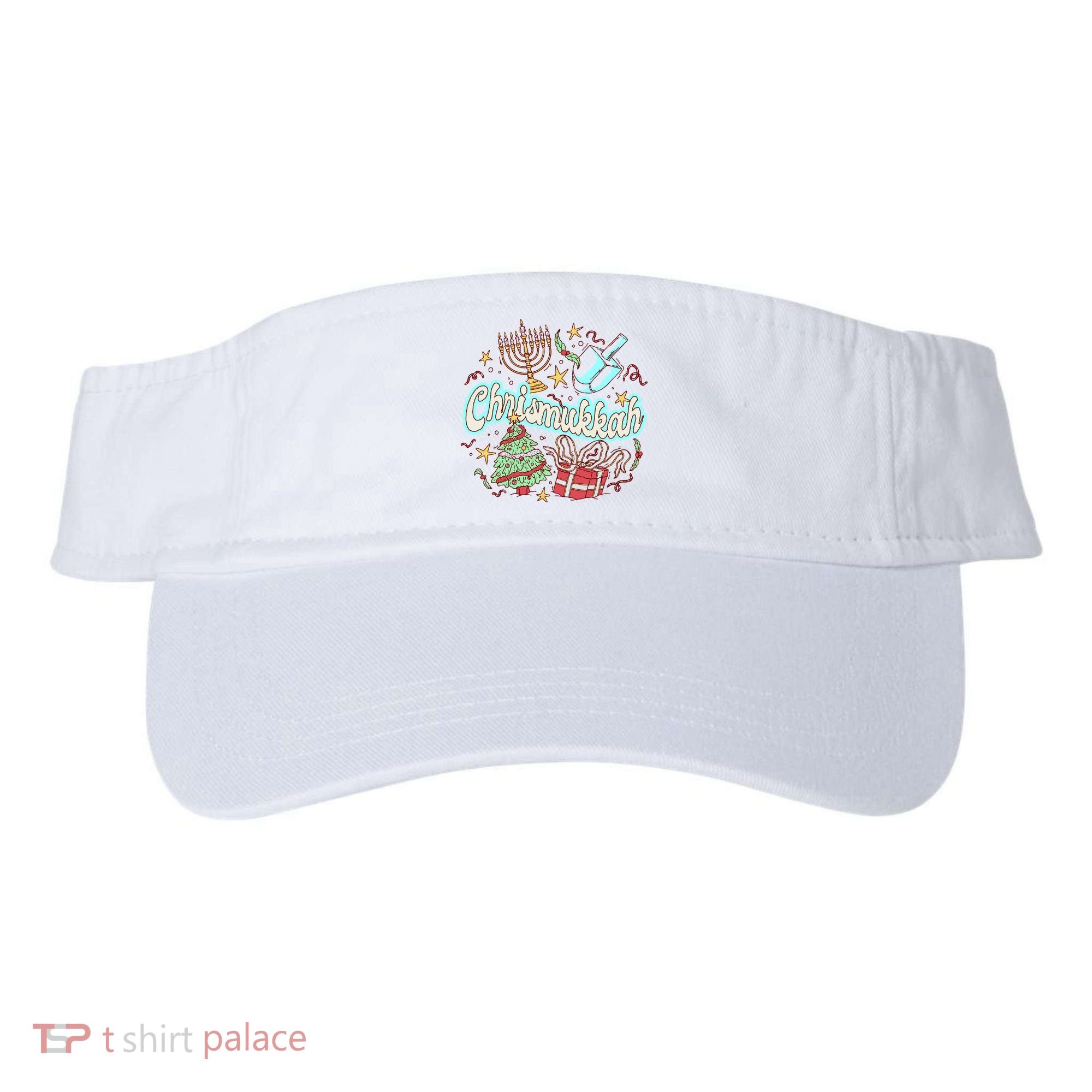 Hanukkah & Christmas Chrismukkah Funny Tree Presents Visor
