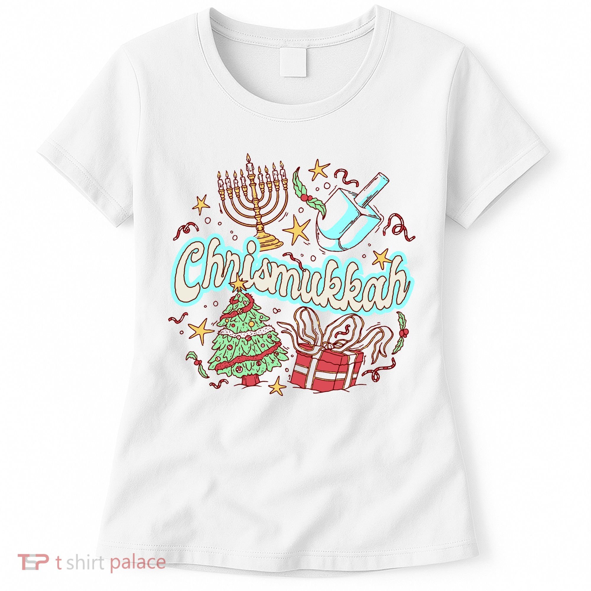 Hanukkah & Christmas Chrismukkah Funny Tree Presents Women's T-Shirt