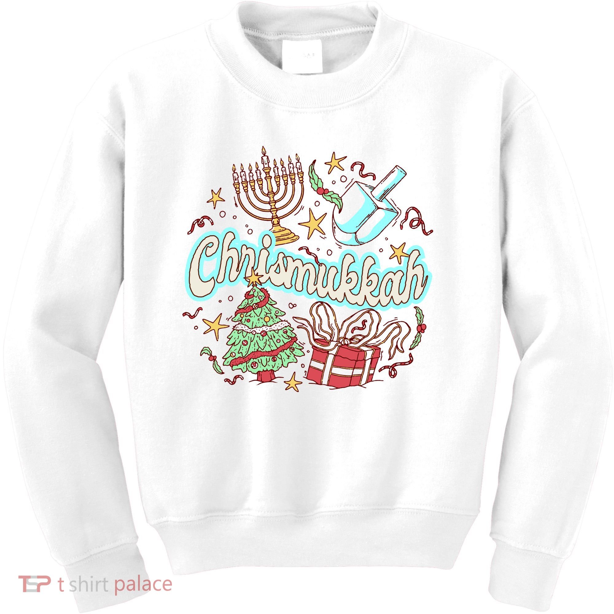 Hanukkah & Christmas Chrismukkah Funny Tree Presents Kids Sweatshirt