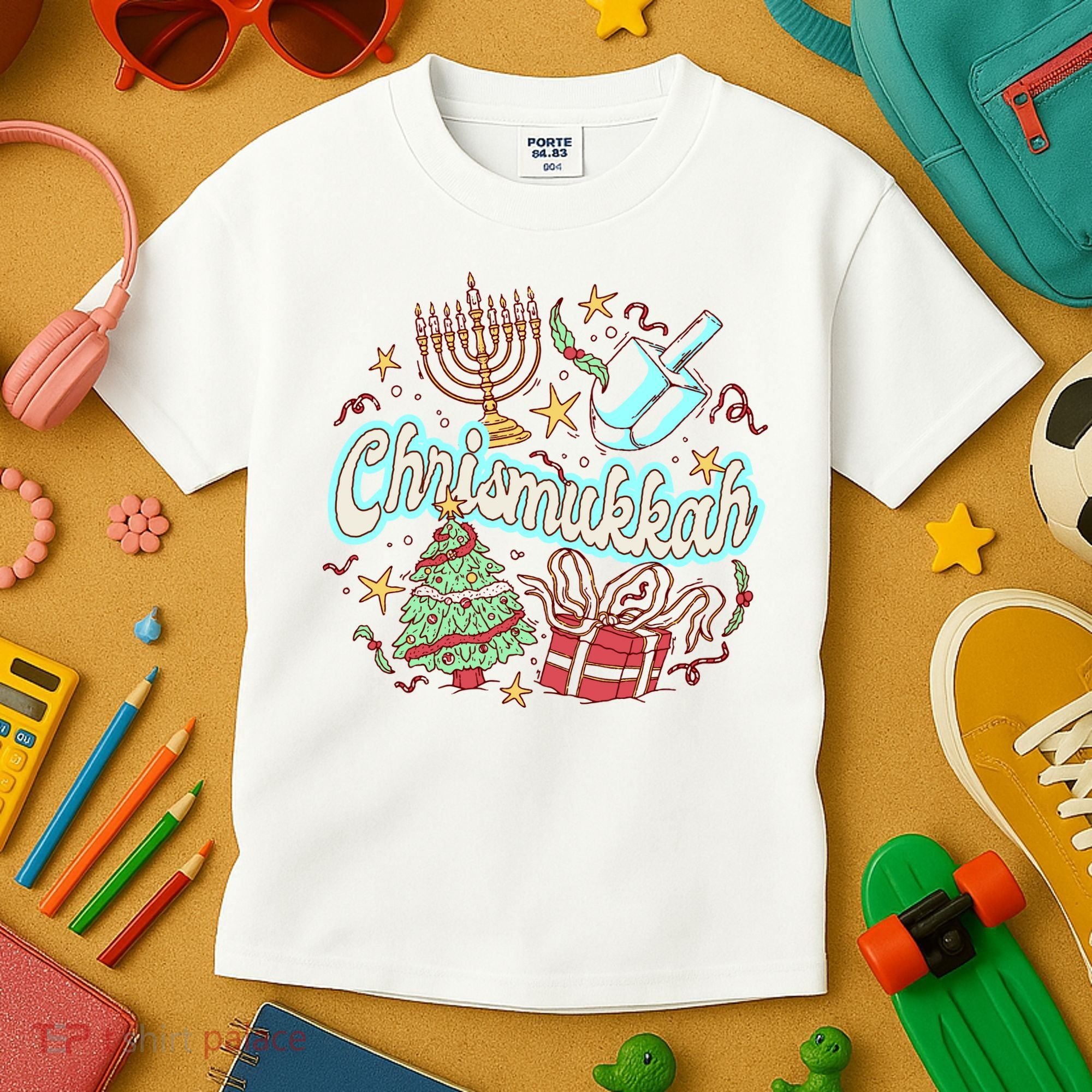 Hanukkah & Christmas Chrismukkah Funny Tree Presents Kids T-Shirt