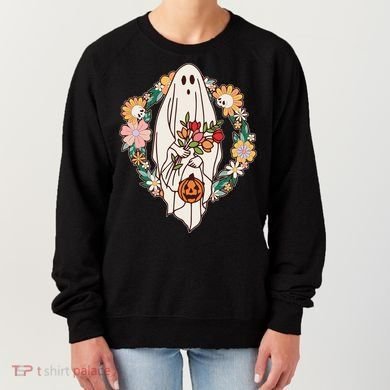 Halloween Creepy Cute Boho Flower Ghost Women's Sweatshirt