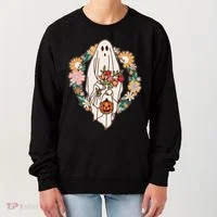 Halloween Creepy Cute Boho Flower Ghost Women's Sweatshirt thumb 0