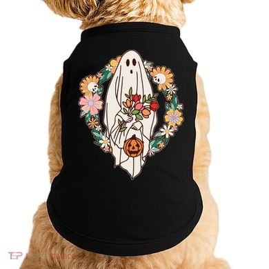 Halloween Creepy Cute Boho Flower Ghost Doggie Tank
