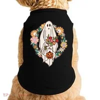 Halloween Creepy Cute Boho Flower Ghost Doggie Tank thumb 0