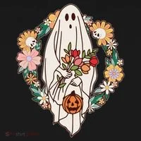 Halloween Creepy Cute Boho Flower Ghost Doggie Tank thumb 4