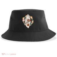 Halloween Creepy Cute Boho Flower Ghost Sustainable Bucket Hat thumb 0