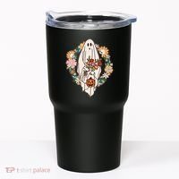 Halloween Creepy Cute Boho Flower Ghost Tumbler thumb 0