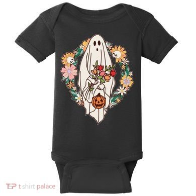 Halloween Creepy Cute Boho Flower Ghost Baby Bodysuit