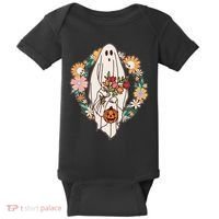 Halloween Creepy Cute Boho Flower Ghost Baby Bodysuit thumb 0