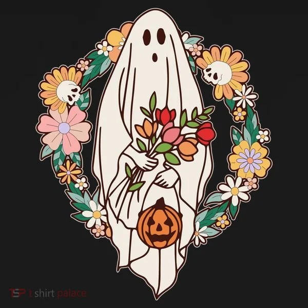 Halloween Creepy Cute Boho Flower Ghost Toddler Hoodie