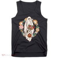 Halloween Creepy Cute Boho Flower Ghost Tank Top thumb 0