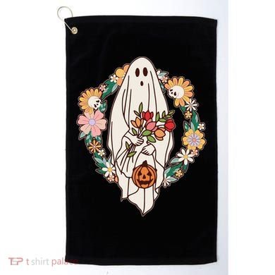Halloween Creepy Cute Boho Flower Ghost Golf Towel