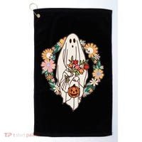 Halloween Creepy Cute Boho Flower Ghost Golf Towel thumb 0