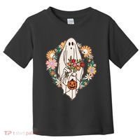 Halloween Creepy Cute Boho Flower Ghost Toddler T-Shirt thumb 0