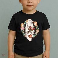 Halloween Creepy Cute Boho Flower Ghost Toddler T-Shirt thumb 2