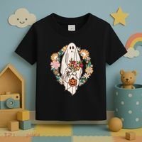 Halloween Creepy Cute Boho Flower Ghost Toddler T-Shirt thumb 3