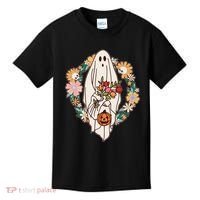 Halloween Creepy Cute Boho Flower Ghost Kids T-Shirt thumb 0