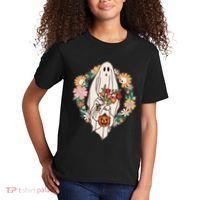 Halloween Creepy Cute Boho Flower Ghost Kids T-Shirt thumb 2