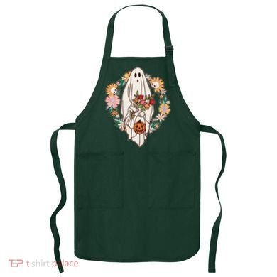 Halloween Creepy Cute Boho Flower Ghost Apron
