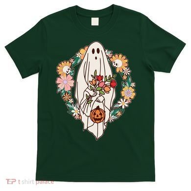 Halloween Creepy Cute Boho Flower Ghost T-Shirt