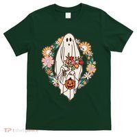 Halloween Creepy Cute Boho Flower Ghost T-Shirt thumb 0