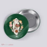 Halloween Creepy Cute Boho Flower Ghost Button thumb 0