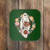 Halloween Creepy Cute Boho Flower Ghost Coaster thumb 0