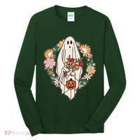 Halloween Creepy Cute Boho Flower Ghost Tall Long Sleeve Shirt thumb 0